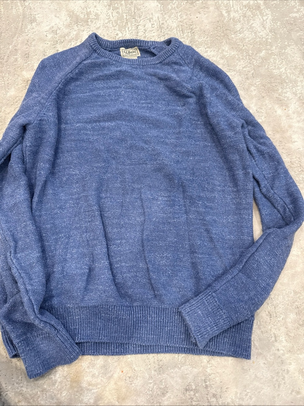 L.L. Bean Men's Heathered Navy Crewneck Sweater